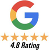 Google logo with 4.8 star rating A Grade Garage Doors, Perth