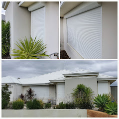Home with white residential roller shutters on windows for security and energy efficiency. A Grade Garage Doors, Perth