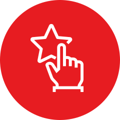 Hand clicking a star icon on a red circle. A Grade Garage Doors, Perth